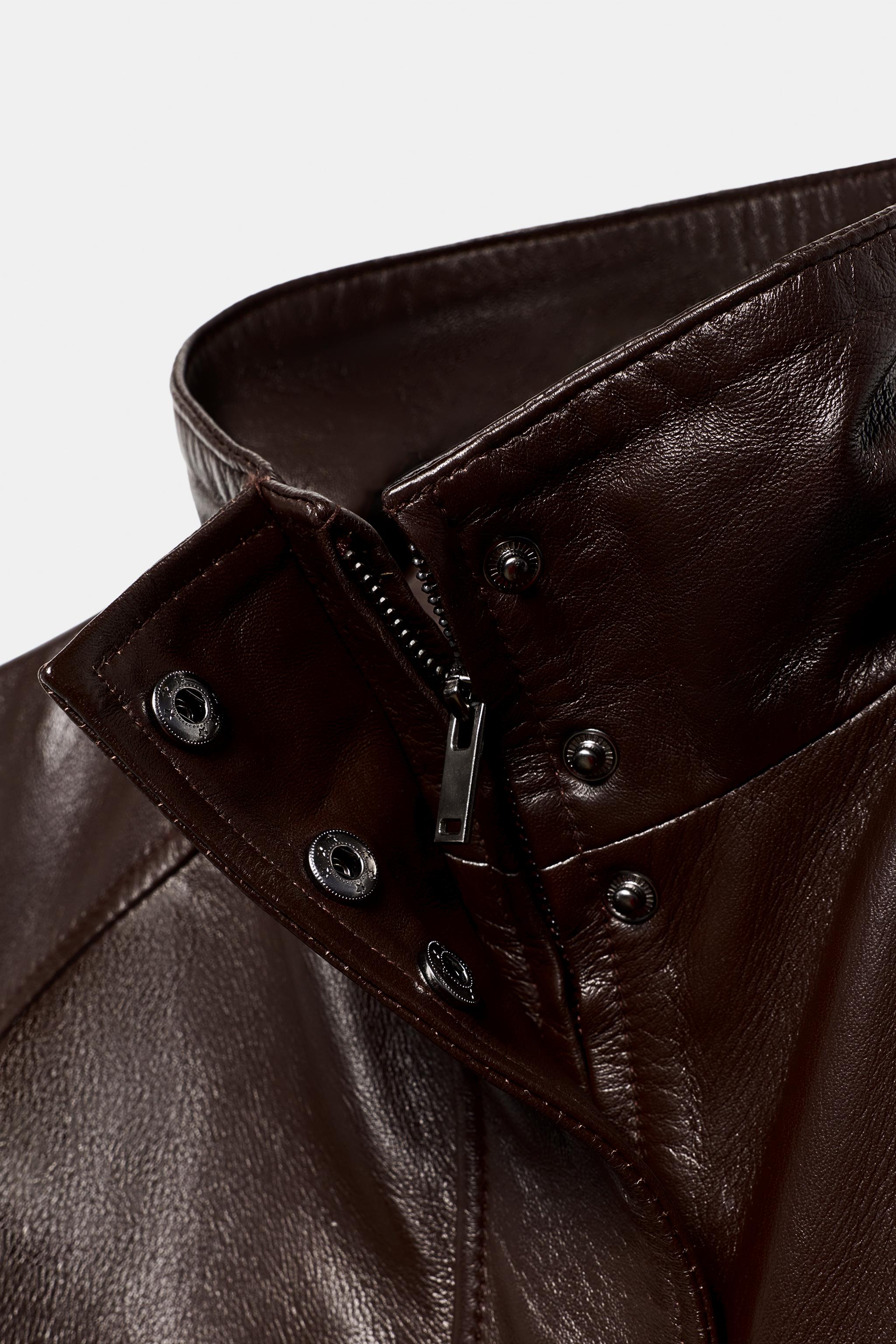 100% LEATHER BOMBER JACKET ZW COLLECTION